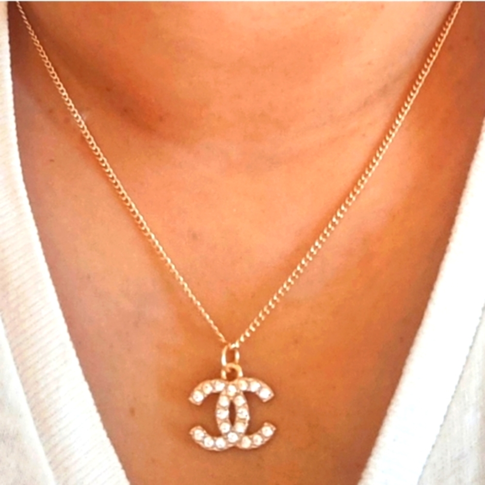 Gold Signature Crystal Necklace , Brand New....